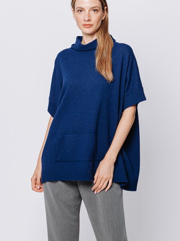 High neck poncho sweater