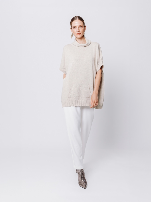 High neck poncho sweater