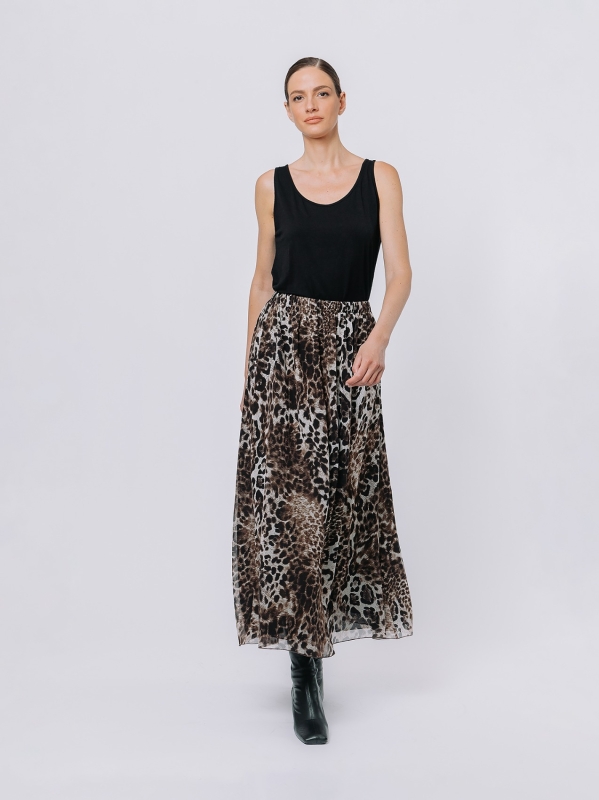 Animalier chiffon skirt