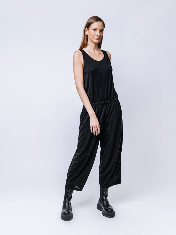 Wool jersey cropped trousers