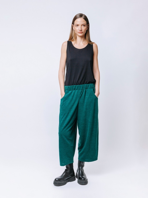 Wool jersey cropped trousers