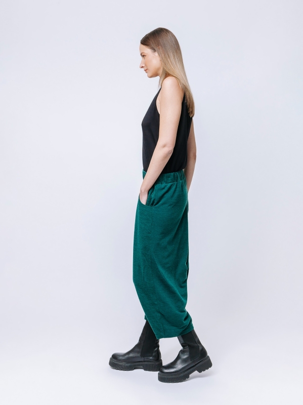 Wool jersey cropped trousers