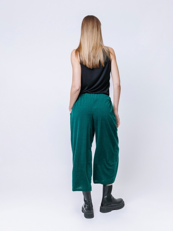 Wool jersey cropped trousers