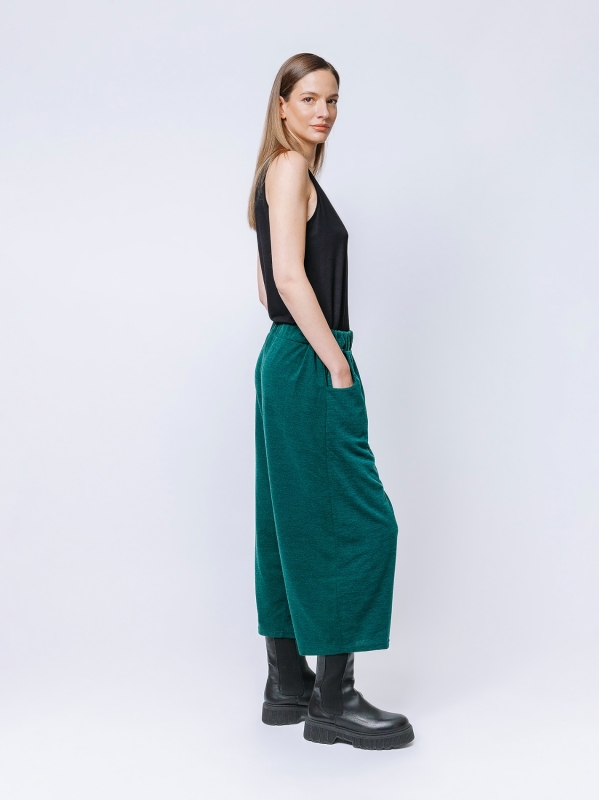 Wool jersey cropped trousers