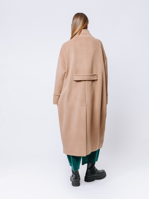 Straight lined cashmere blend maxi coat