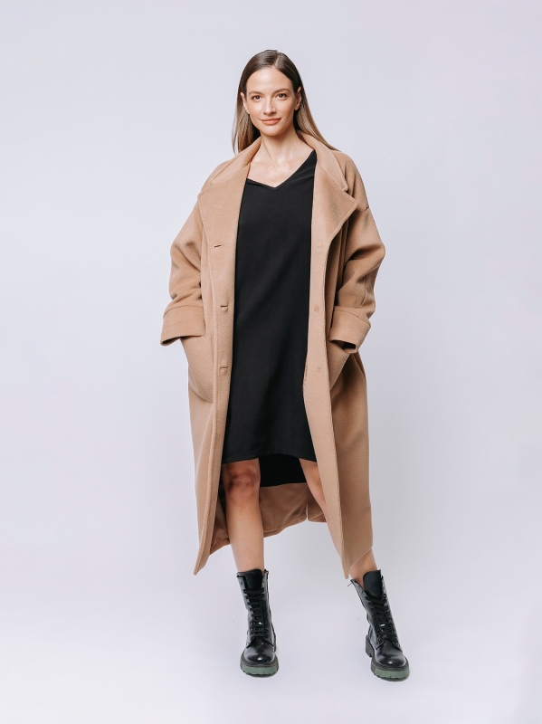 Straight lined cashmere blend maxi coat