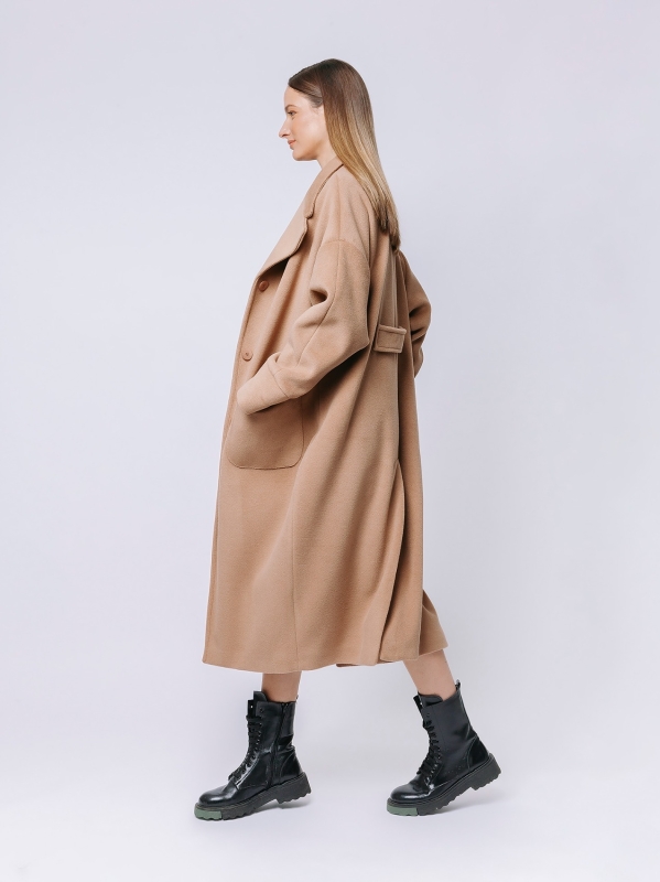 Straight lined cashmere blend maxi coat