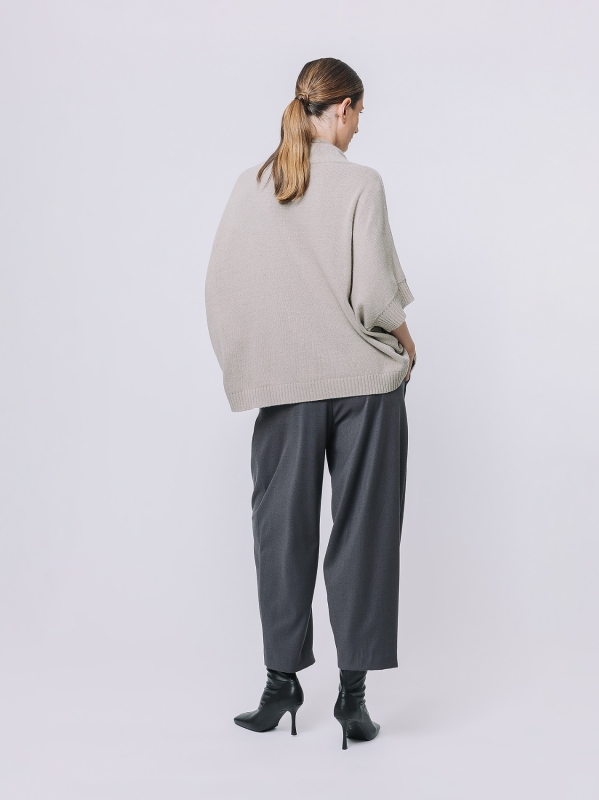 High-necked poncho sweater 
