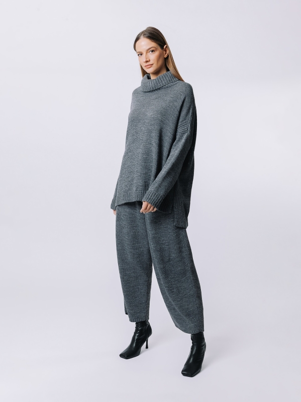 High-neck maxi sweater