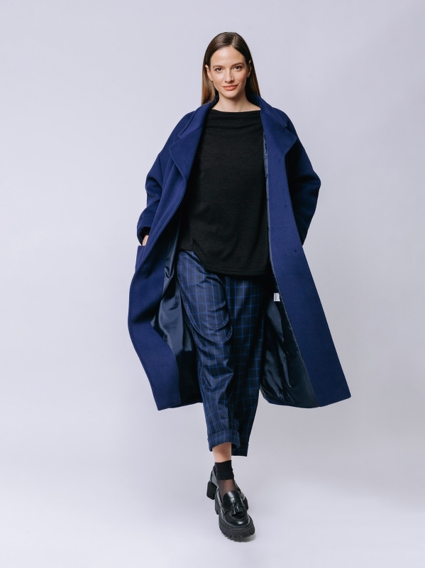 Straight lined cashmere blend maxi coat