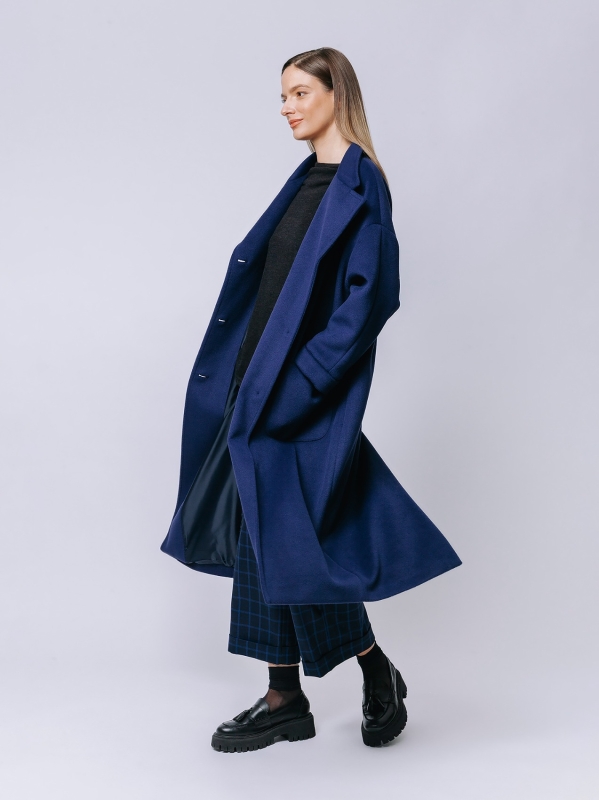 Straight lined cashmere blend maxi coat