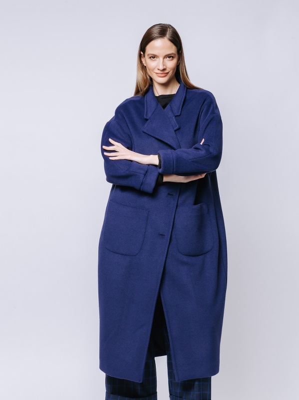 Straight lined cashmere blend maxi coat