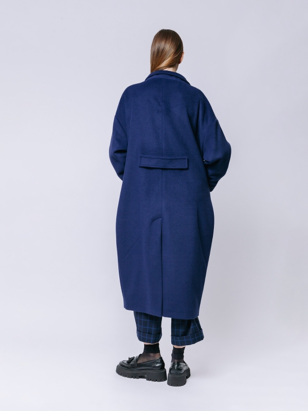 Straight lined cashmere blend maxi coat