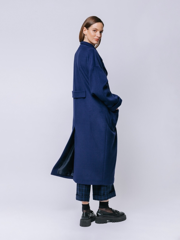 Straight lined cashmere blend maxi coat