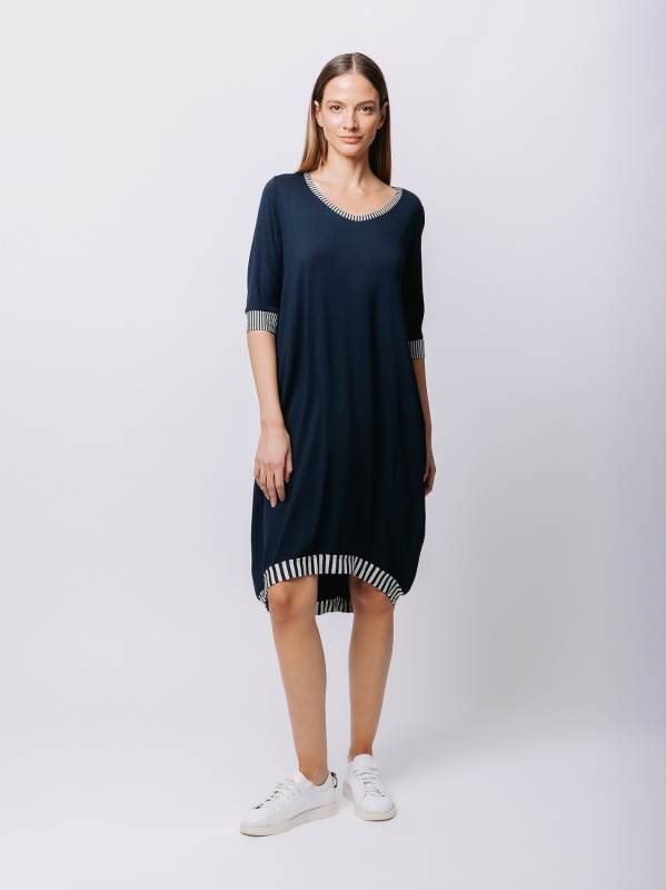 Midi dress with striped insert