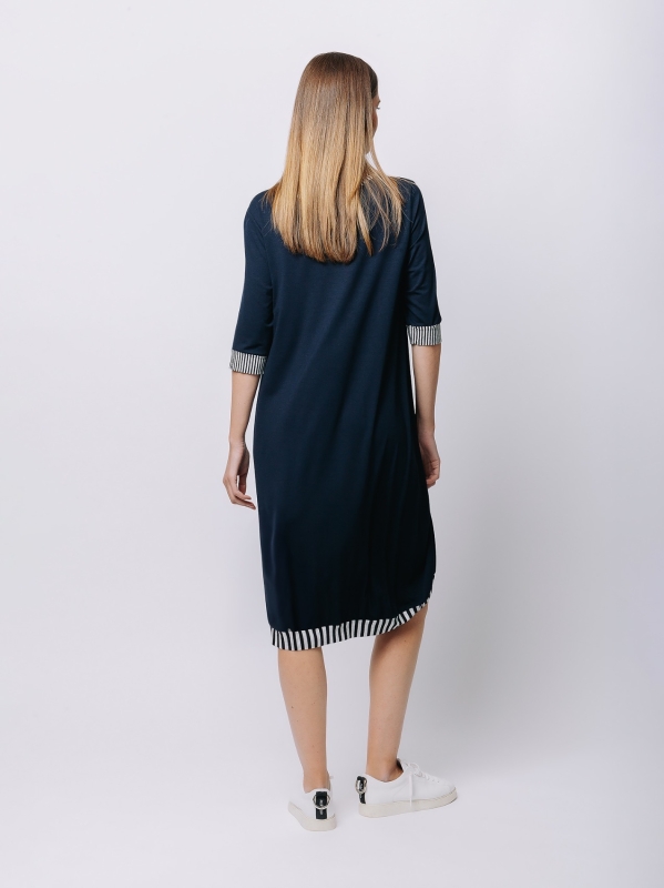 Midi dress with striped insert