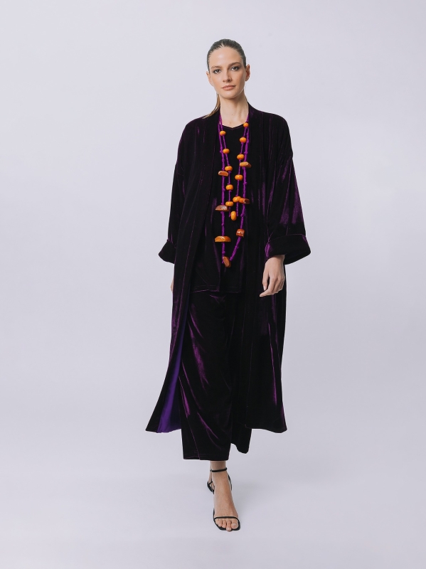 Double face velvet kimono jacket