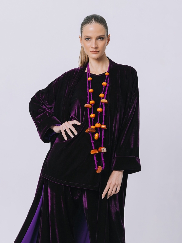 Double face velvet kimono jacket