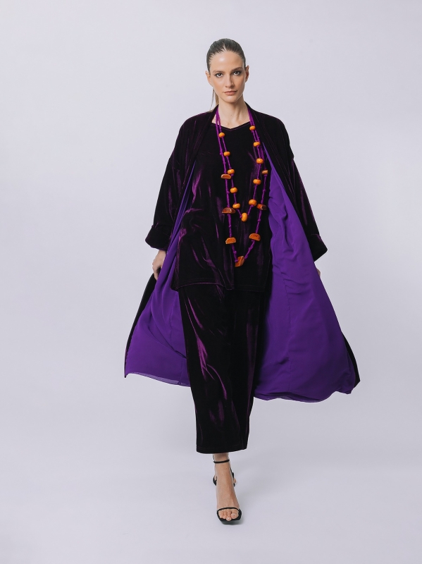 Double face velvet kimono jacket