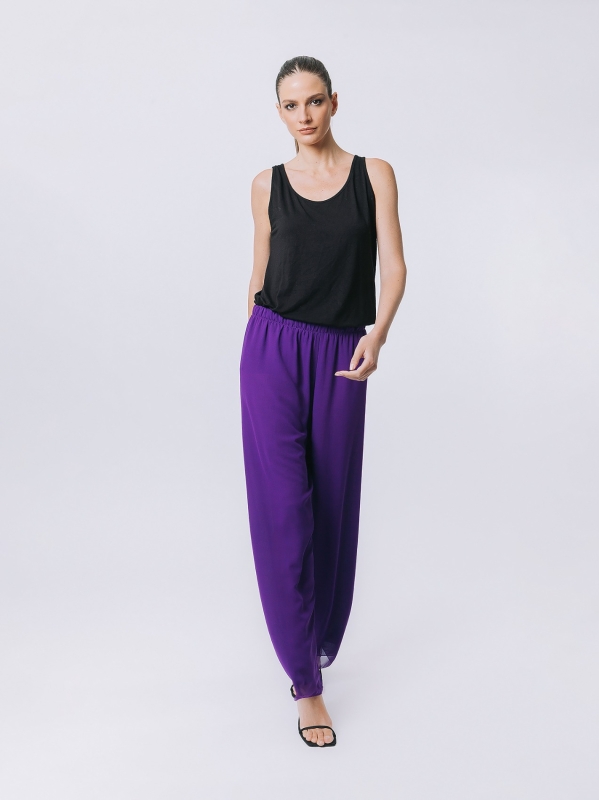 Double chiffon trousers