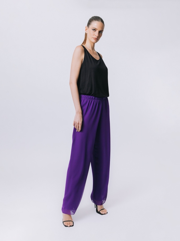 Double chiffon trousers