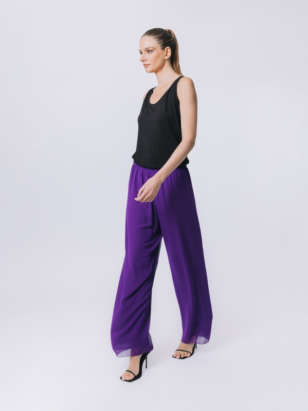 Double chiffon trousers