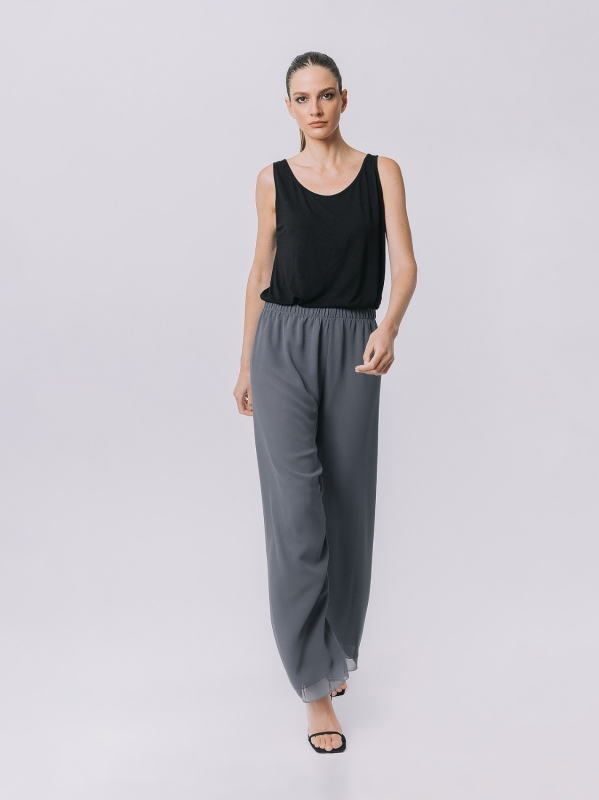 Double chiffon trousers