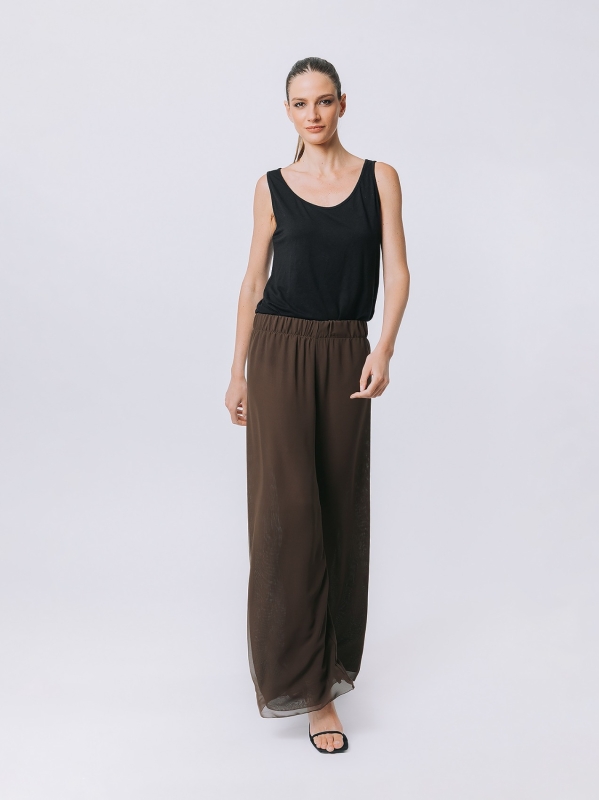 Double chiffon trousers