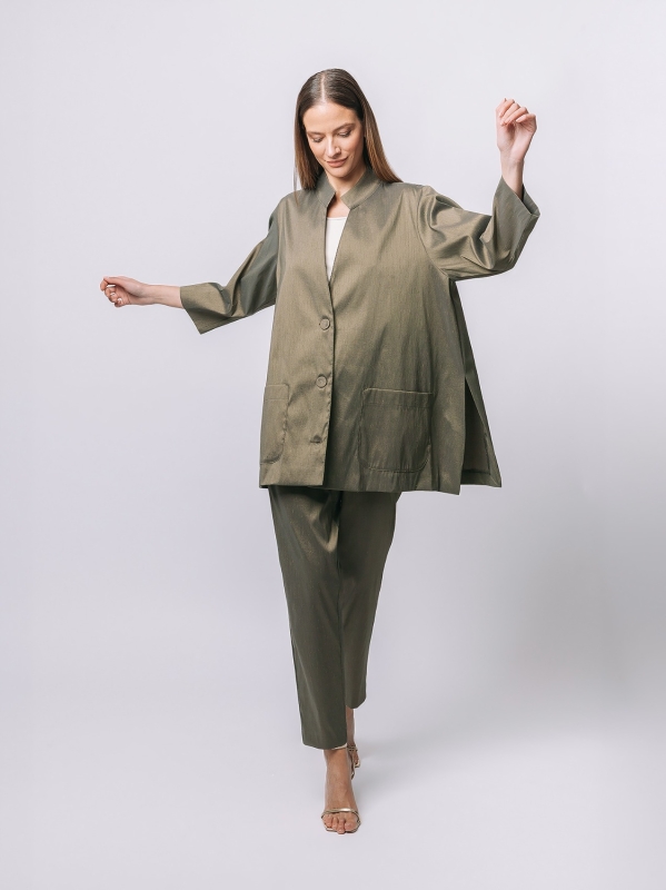 Stretch shantung oversize blazer