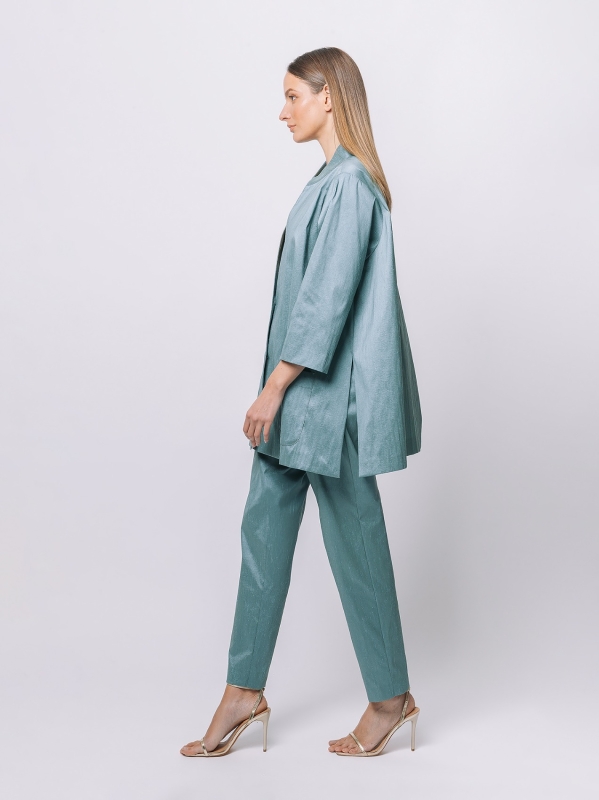 Stretch shantung oversize blazer